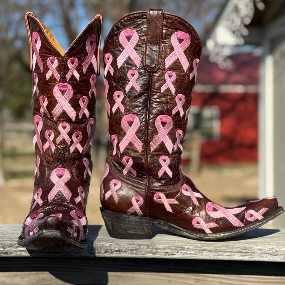 OLD GRINGO Pink Ribbon Breast Cancer Warrior Boots Size 9